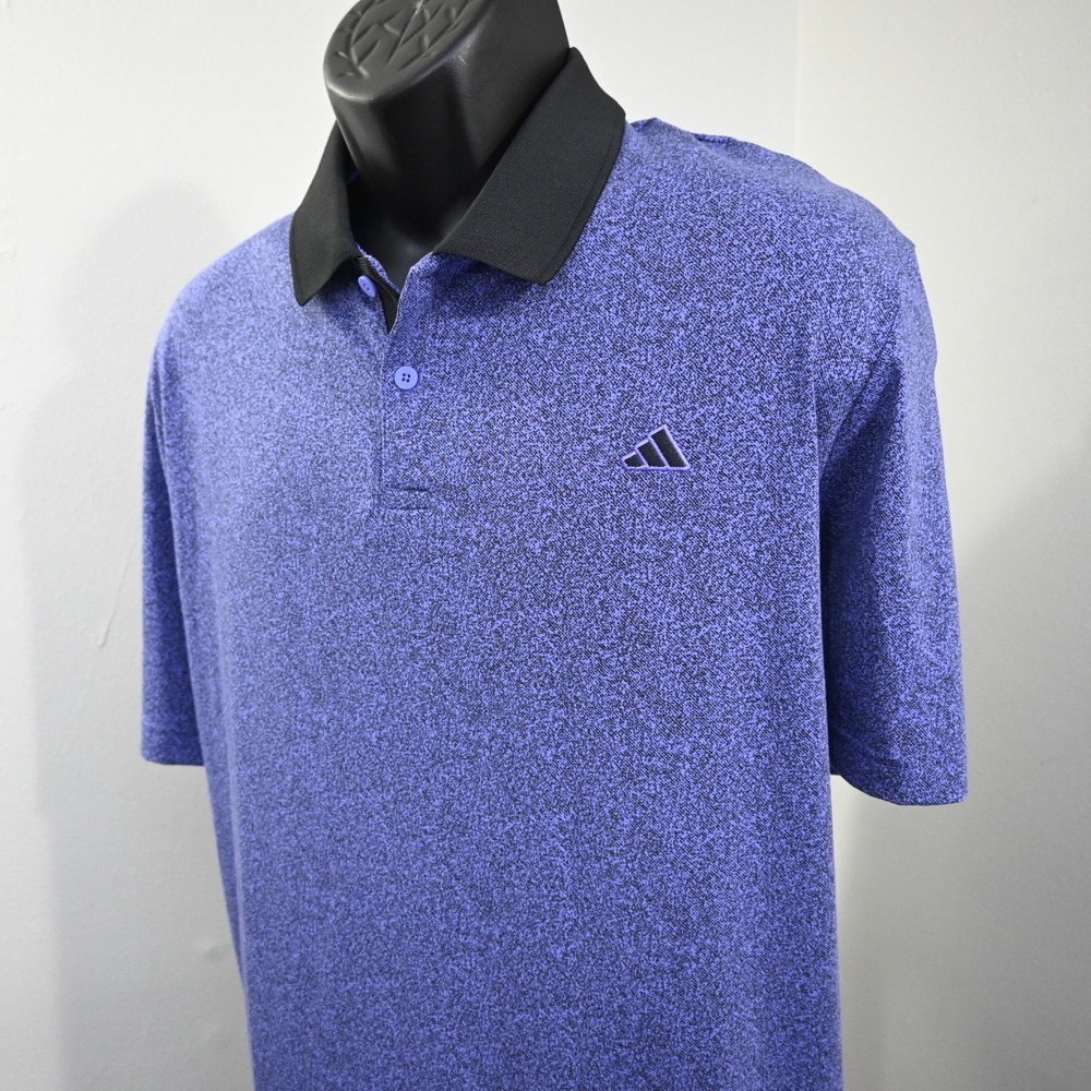 Adidas Polo Shirt Mens 2XL Purple Black Space Dye Short Sleeve Performance
